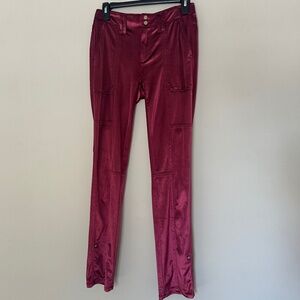 White House Black Market Straight Ankle Size 2 Velvet Burgundy Utility Pant